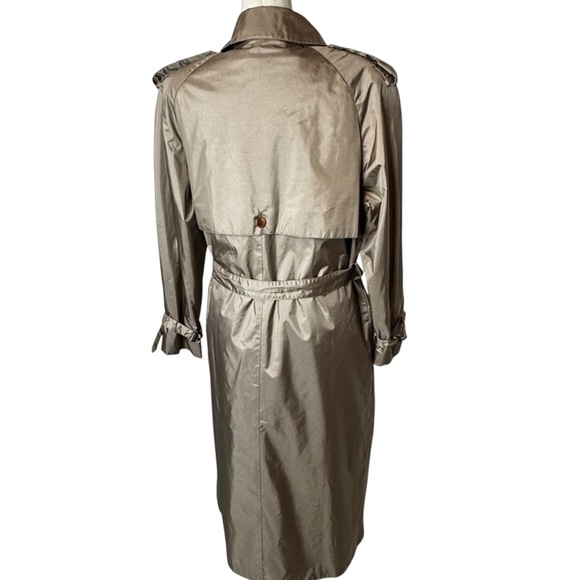 Vtg British Mist Long Trench Coat Women's size 14 Champagne Shimmer academia - Picture 8 of 16